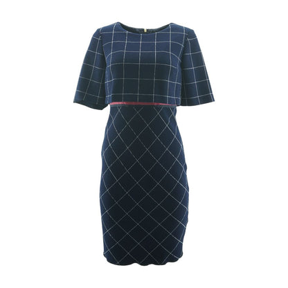 Navy Check Midi Dress