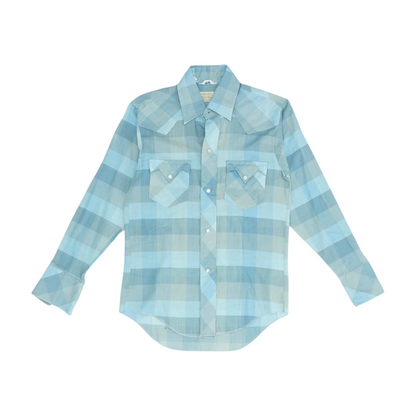 Vintage Blue Check Long Sleeve Button Down