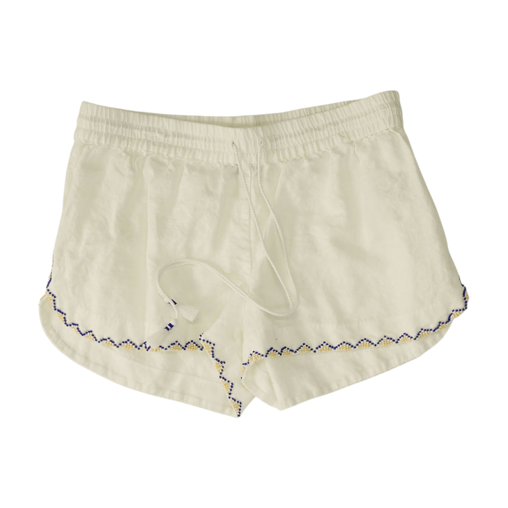 White Solid Knit Shorts