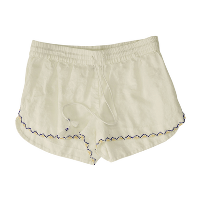 White Solid Knit Shorts