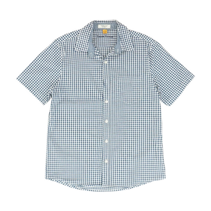 Navy Check Short Sleeve Button Down