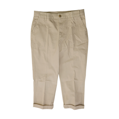 Beige Solid Chino Capris
