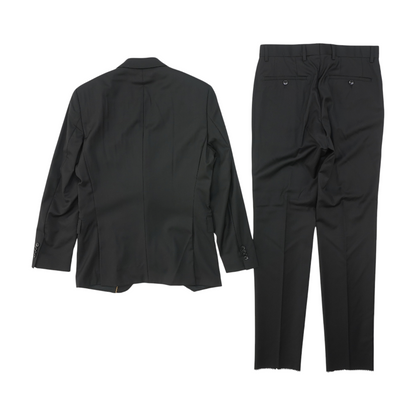 Black Solid Wool Suit