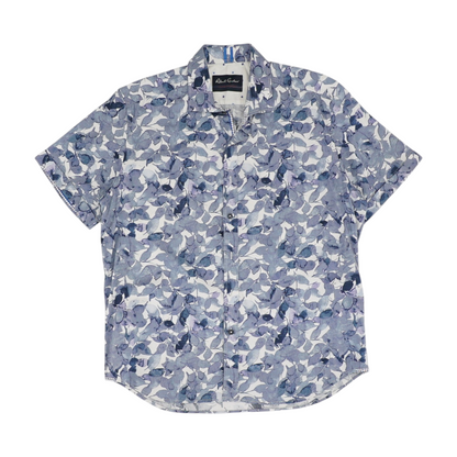 Blue Floral Short Sleeve Button Down