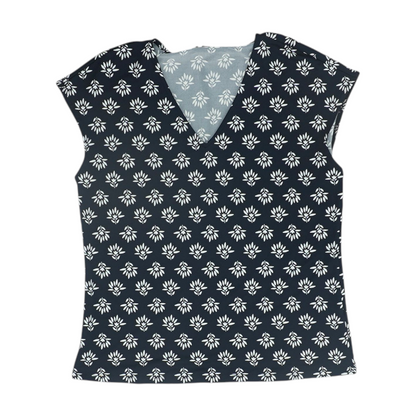 Navy Floral Blouse