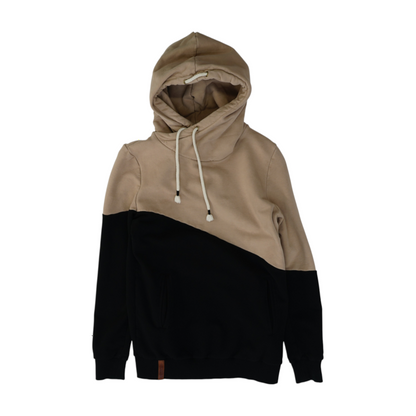 Tan Color Block Hoodie Pullover
