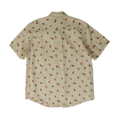 Cream Graphic Short Sleeve Button Down