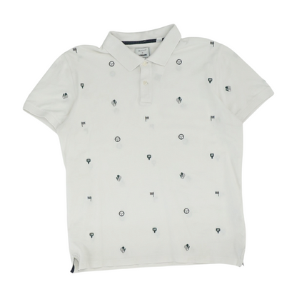 White Graphic Short Sleeve Polo