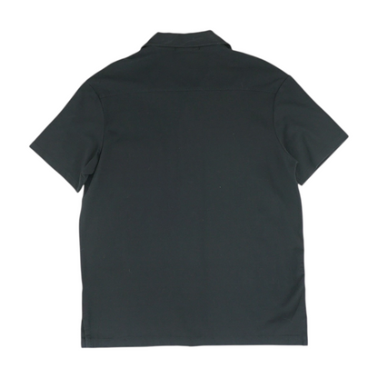Black Solid Short Sleeve Button Down