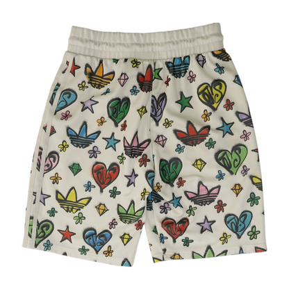 White Graphic Active Shorts