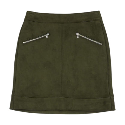 Green Solid Midi Skirt