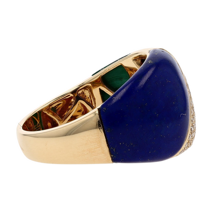 1/6 ctw 14K Yellow Gold Malachite Statement Ring