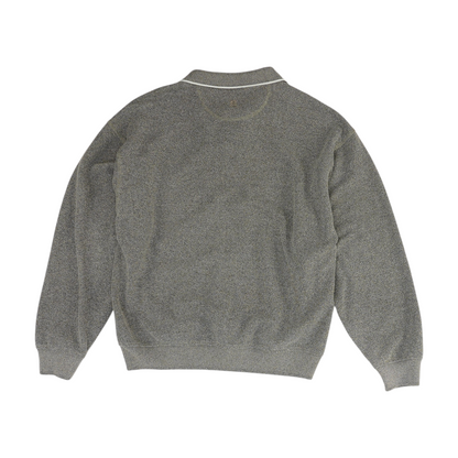 Vintage Gray Solid Long Sleeve Polo