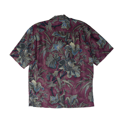 Maroon Floral Short Sleeve Button Down