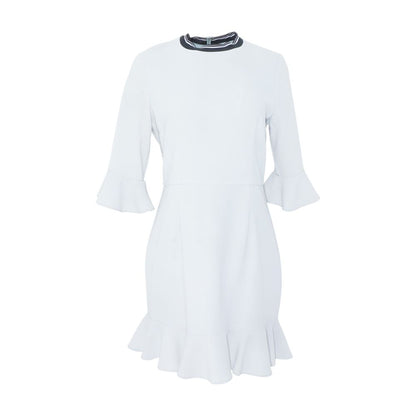 Gray Polyester Blend Mini Dress