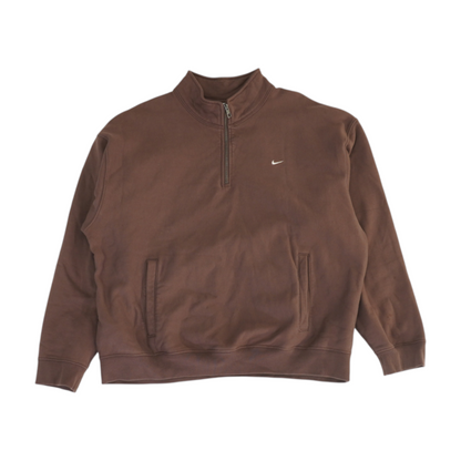 Brown Solid 1/4 Zip Pullover