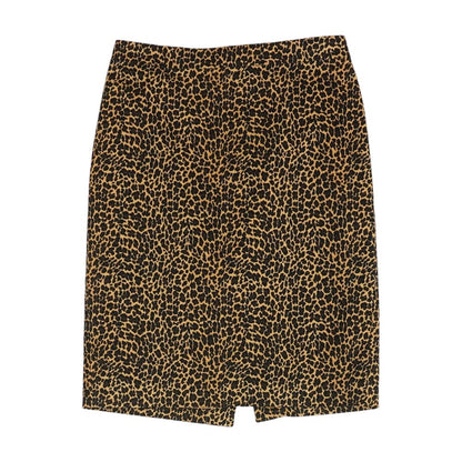Brown Animal Print Midi Skirt