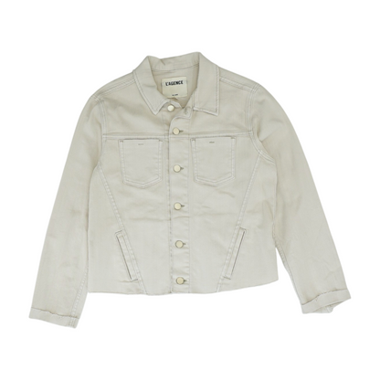 Beige Solid Denim Jacket