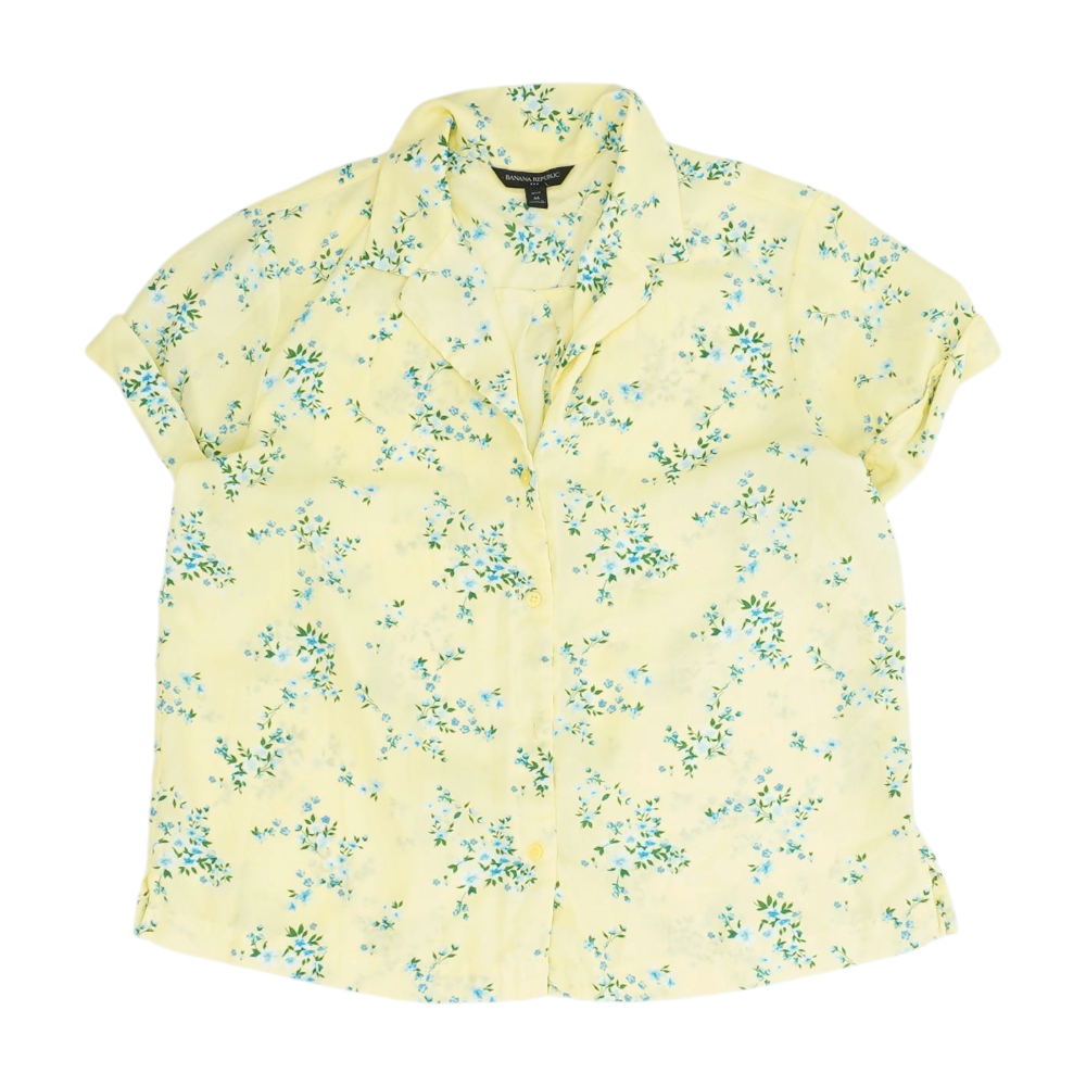 Yellow Petite Floral Button Down