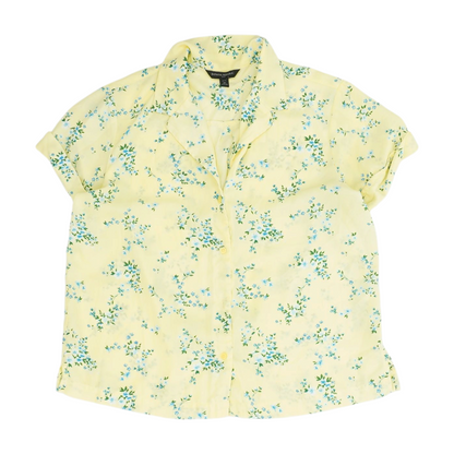 Yellow Petite Floral Button Down