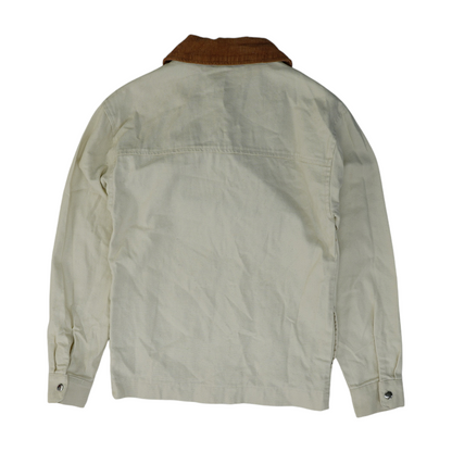 Beige Solid Denim Jacket