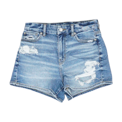 Blue Solid Denim Shorts