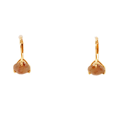 14K Gold Cushion Rose Cut Rustic Diamond Drop Earrings