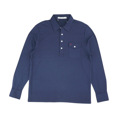 Navy Solid Long Sleeve Polo