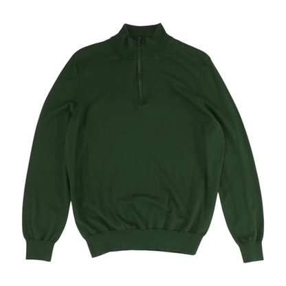 Green Solid 1/4 Zip Sweater