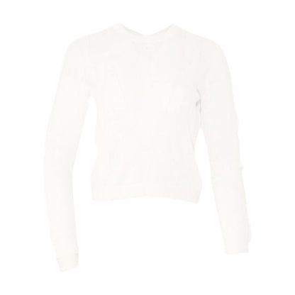 White 2023 Summer Collection Camellia Embroidered Cotton Sweater
