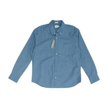 Blue Polka Dot Long Sleeve Button Down