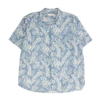 Blue Tropical Short Sleeve Button Down
