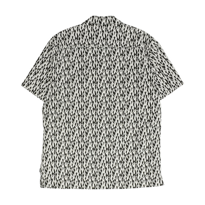 White Print Short Sleeve Button Down