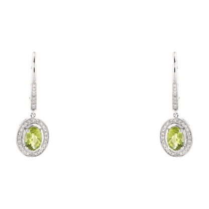 1 1/10 ctw 10K White Gold Peridot Dangle Earrings
