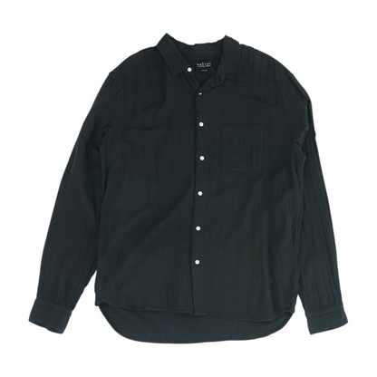 Black Solid Long Sleeve Button Down