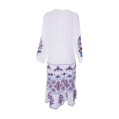White Floral Midi Dress