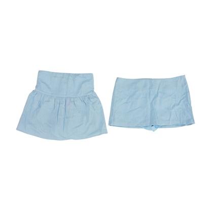 Blue Solid Skirt Set