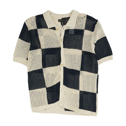 Beige Check Short Sleeve Button Down