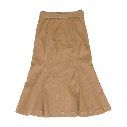 Brown Solid Maxi Skirt