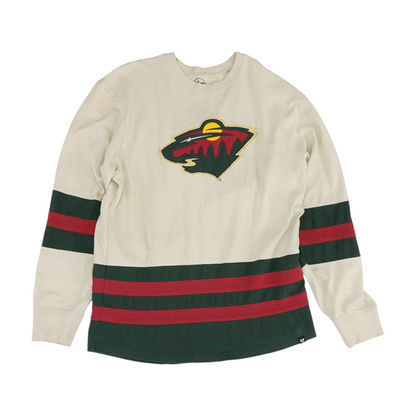 Beige Minnesota Wild Color Block Sweatshirt Pullover