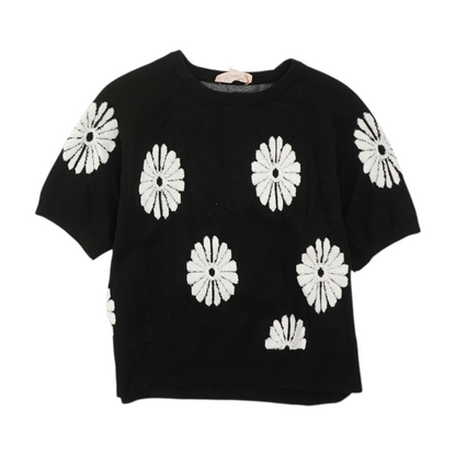 Black Floral Pullover Sweater