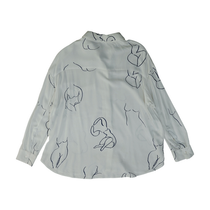 White Graphic Button Down