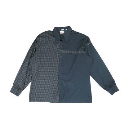 Vintage Black Geometric Long Sleeve Button Down