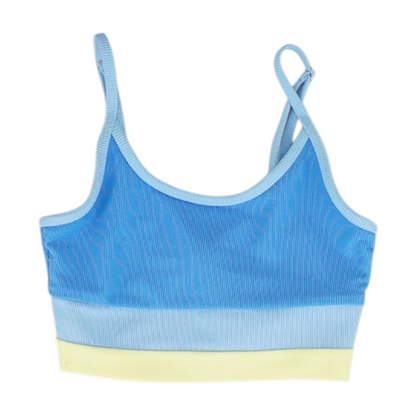 Blue Color Block Swim Top