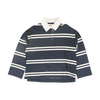 Navy Striped Long Sleeve Polo