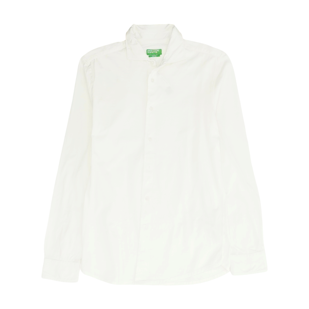 White Solid Long Sleeve Button Down