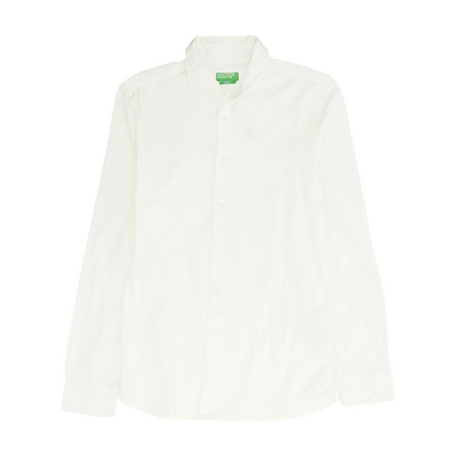 White Solid Long Sleeve Button Down