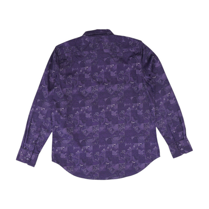 Purple Print Long Sleeve Button Down