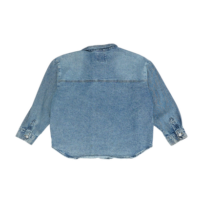 Blue Solid Denim Jacket