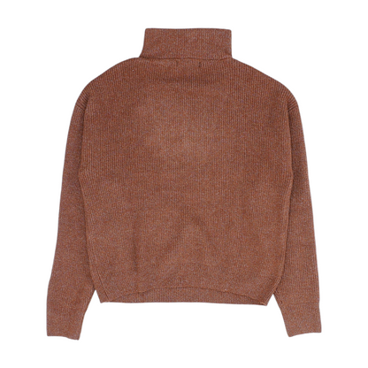 Brown Solid 1/4 Zip Pullover